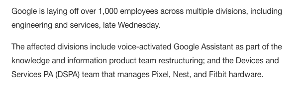 Google Assistant layoffs