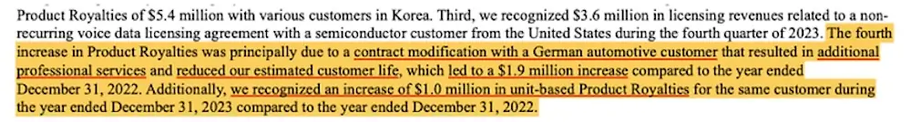 SoundHound records contract modification payments as product revenue